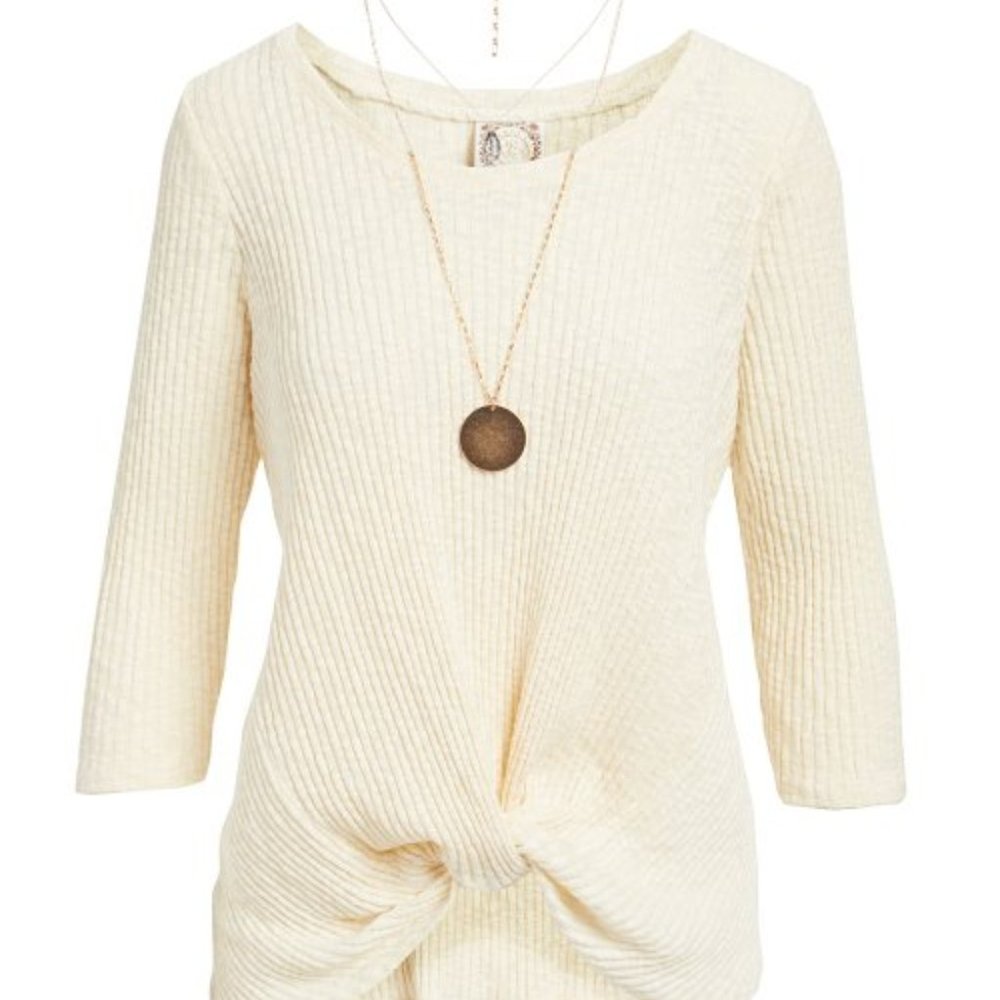 NEW in package Ivory 100% cotton twist tie  hem top natural with layered…